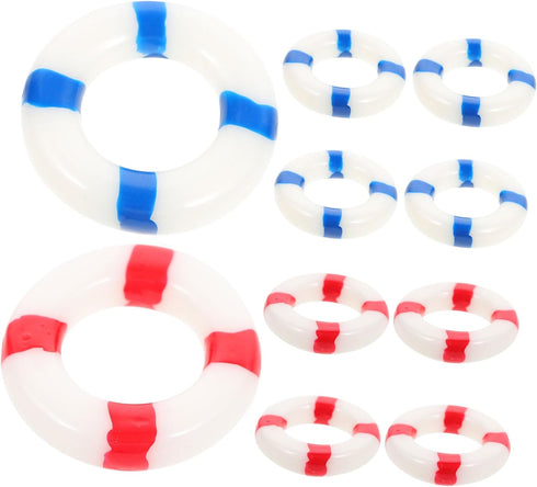10pcs Mini Buoy & Micro Landscape Figurines - Nautical Life Ring Decorations for Dollhouse, Cupcake, Wedding Ornaments