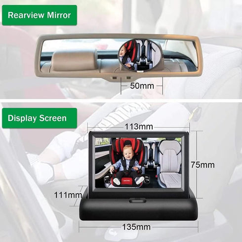 SAMFIWI Baby Car Mirror Safety Seat Mirror Camera and Monitor with Infrared Night Vision Best Baby Monitor for Car Seat