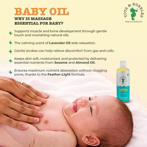Generic 100% 300 ml Tots & Bubbles Natural Baby Massage Oil for Newborns Cold-Pressed Almond, Olive & Mustard Oils