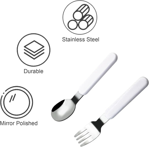 VANRA 2-Piece Children Fork And Spoon Set 18/10 Stainless Steel Child Flatware Set Kids Utensils Set with Case for Lunch Box by VANRA