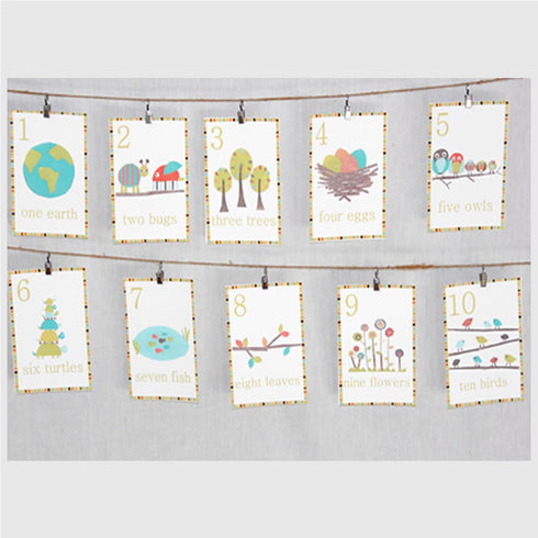 Children Inspire Design Forest Animal Numbers Wall Cards, Set of Ten, 5x7 Prints