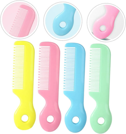 Galepromot 4Pcs Newborn Hair Comb Baby Comb Round Teeth Combs Wide Tooth Hair detangler for Toddler Pocket Hair Comb