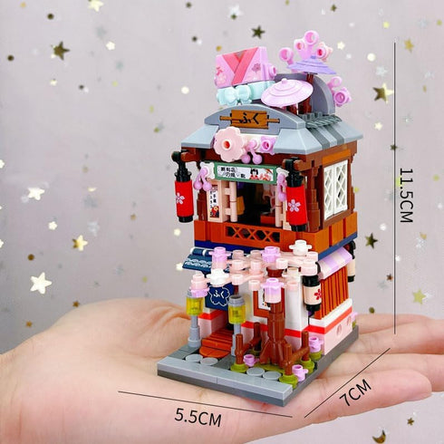 Japanese Street View Kimono Shop Building Kits, 418 PCS Modular House Building Set Mini DIY Building Model Set, Architecture Modular Construction Set Gift for Adults and Teens