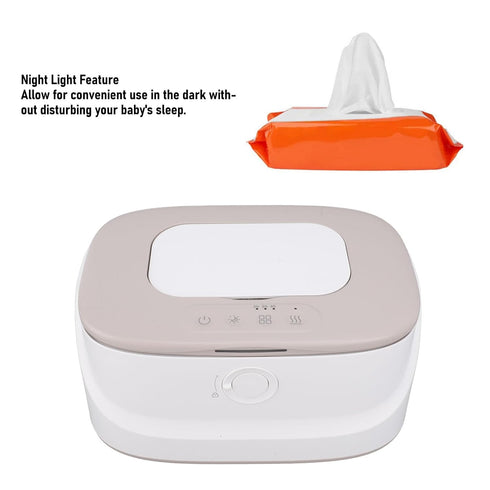 NOENNULL Baby Wipe Warmer Adjustable Temperature Large Capacity Wet Wipes Heater Dispenser with Night Light (Grey)