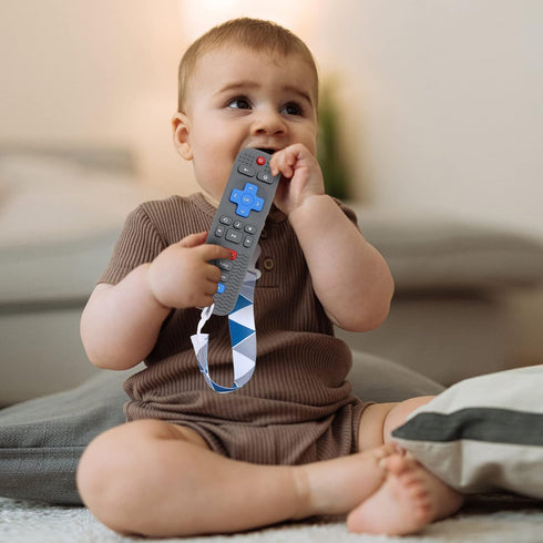 2 Pack Silicone Baby Teething Toys, Remote Control Shape for 6-12 Months, BPA Free Soft Textured Chew Toys
