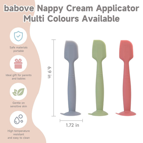 3 Pack babove Baby Diaper Cream Spatula Applicator Butt Paste Spatula Soft Silicone,Diaper Rash Cream Applicator, Baby