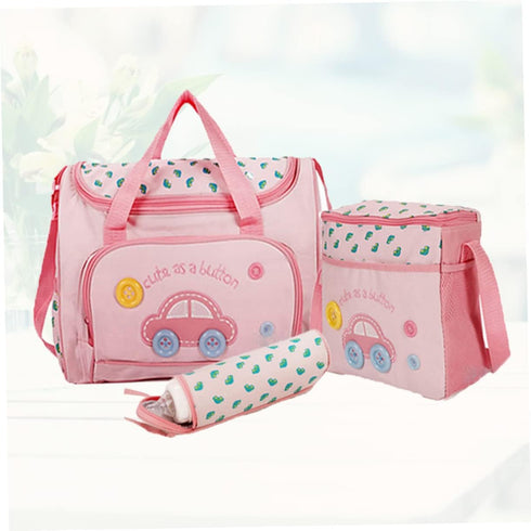 Mummy Set Multi-function Bag Tote Diaper Bag Changing Pad Tote Bottle Holder Large Capacity Car Pattern