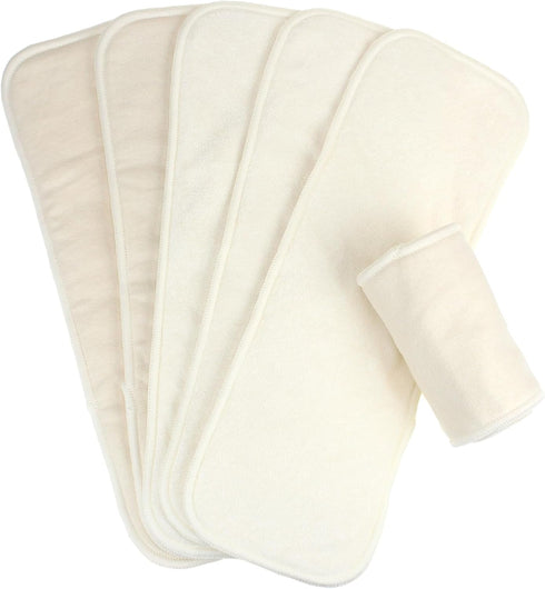 Mama Koala 6-Layer Natural Cotton Cloth Diaper Inserts, Adjustable and Reusable for