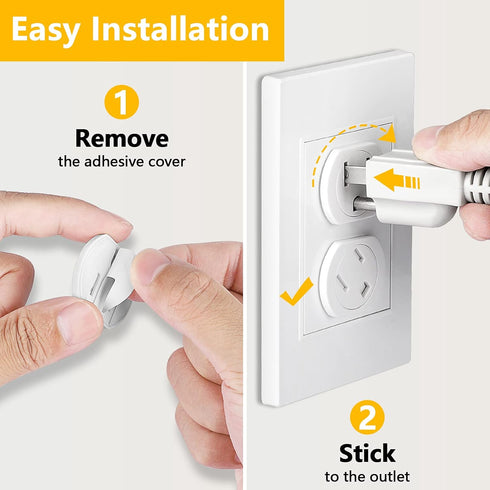 Outlet Covers (45 Pack) - Self-Closing 3-Prong Swivel Electrical Outlet Protectors for Baby - Upgraded Adhesive