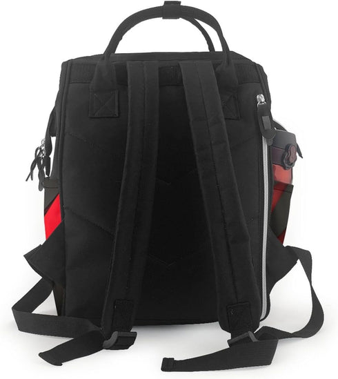 OUSIKA Backpack Daypacks Red Black Print Diaper Bag Multifunction Laptop Travel Large Nappy Bag, Black, One Size