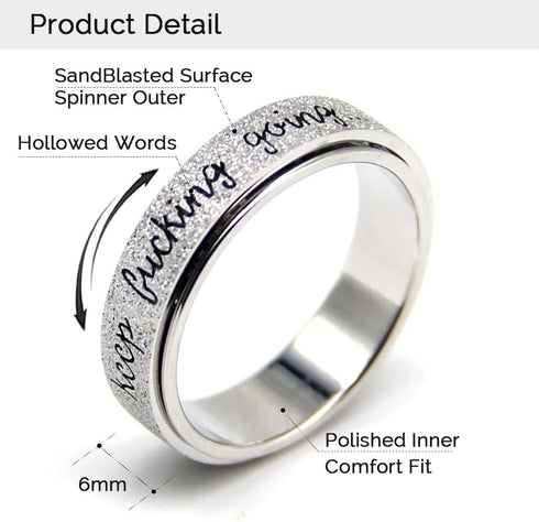 6 7 8 9 10 Initial Fidget Spinner Anxiety Ring for Women Fidget Ring Women Men Keep Going Mens Ring Spinning Ring