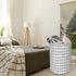 CLOCOR Collapsible Round Laundry Hamper - Large Storage Basket for Boys and Girls - White Check