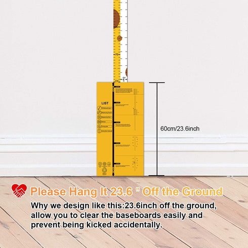 Baby Height Growth Chart Ruler - 3D Movable Giraffe Height Ruler for Kids Room Decor, Nursery Animal Wall Decals