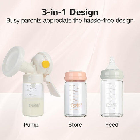 Free,4PCS (6oz,4 COMI Natural Glass Baby Bottle,Breastmilk Storage Bottle for Fridge,Wide Neck Breast Milk Container