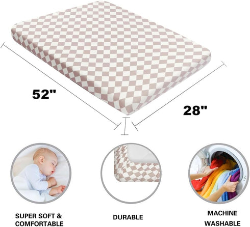 FIGEPO Set Fitted Baby Neutral Crib Sheets Bear and Buffalo Check Plaid Breathable Unisex Baby Standard Crib Sheet