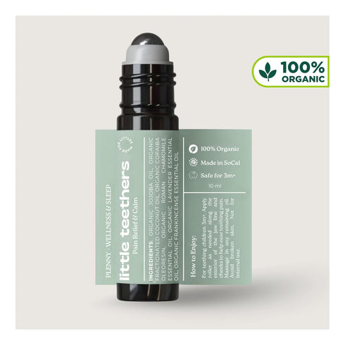 PLENNY 100% 3 10ml Little Teethers Baby Teething Roller Organic Essential Oil Relief for Sore Gums, Fussiness & Sleep