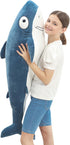 48” Blue Giant Sharks Plush - Large Whale Shark Stuffed Animal, Big Ocean Sea Fish Squishy Body Pillow