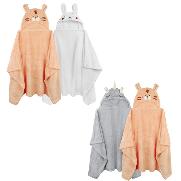 FUBANRAY 4-Pack Hooded Toddler Bath Towels for Boys Girls 0-5 Years, Absorbent Baby