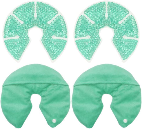 Hot/Cold Breast Gel Bead Ice Packs, Breast Cooling/Heat Pads for Nursing Pain, Mastitis, Engorgement, Swelling, Plugged