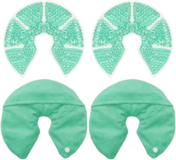 Hot/Cold Breast Gel Bead Ice Packs, Breast Cooling/Heat Pads for Nursing Pain, Mastitis, Engorgement, Swelling, Plugged