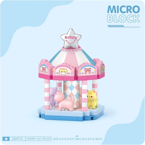 MEIEST 4 Set,Simulation PCS Mini Amusement Park Building Blocks Architecture Collection Particle Construction Building