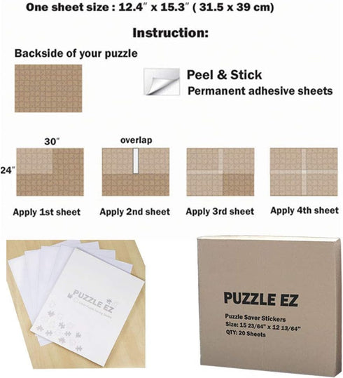 5 1000 Preserve X Piece Puzzle Clear Glue Sheets Adhesive Saver Peel and Stick Extra Large Thick No Mess with Hanging