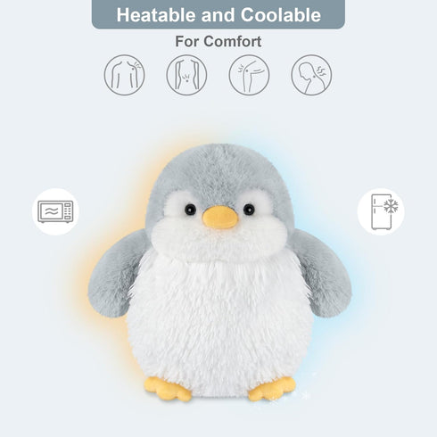 SuzziPals Heatable & Coolable Penguin Plush, Microwavable Heating Pad Stuffed Animal for Soothing & Relaxation, Cute