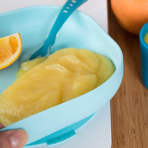 BEABA Silicone Baby Suction Plate, Non-Slip Suction Bottom, Easy to Clean, Sky Color
