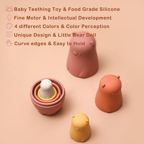 OESSUF Russian Nesting Dolls for Kids, Silicone Easter Toys, Montessori Educational Toy, Stacking Doll for Toddlers 3