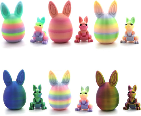 ZIFMDYE 3D Printed Easter Eggs with Bunny Inside,Easter Surprise Rabbit Eggs,3D Printed Animals,