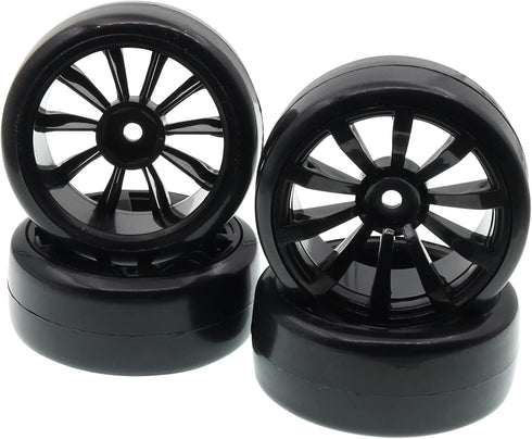 63mm X 26mm Hard Tires Tyre Plastic Wheel Compatible with 1/10 traxxas HSP Tamiya HPI Kyosho On-Road Drifting RC Car(4-Pack)