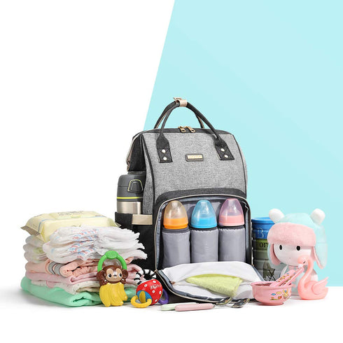 GAIVP Backpack Diaper Bag for Women, Baby Bags for Girls,Diaper Bag with Changing Pad, and Insulated Pockets (Dark Grey