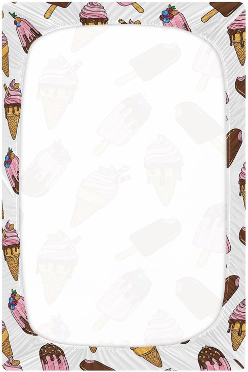 Emelivor White-1 Dessert Ice Cream Baby Crib Sheets for Boys Girls Fitted Crib Sheet Breathable Crib Mattress Sheet