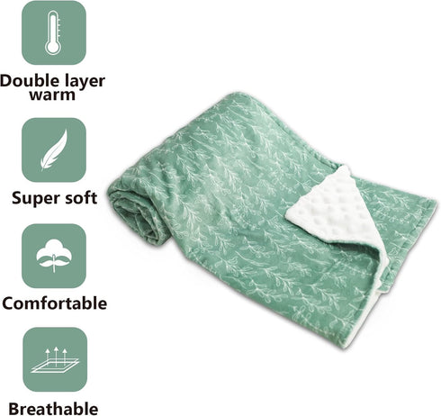 30 40 Inch Green Sage Baby Blankets, Sage Toddler Blanket for Boys Girls, Dotted Backing, Double Layer, Crib Receiving