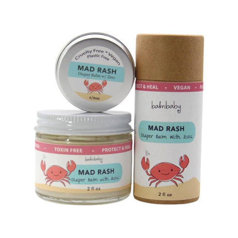 Mad Rash Diaper Balm with Zinc by Balm Baby Natural Diaper Rash Cream & Multipurpose Baby Skin Ointment with Calendula