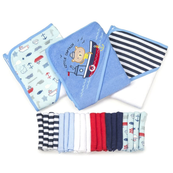 Spasilk 23-Piece Soft Terry Hooded Bath Towel and Washcloth Set, 3 Baby