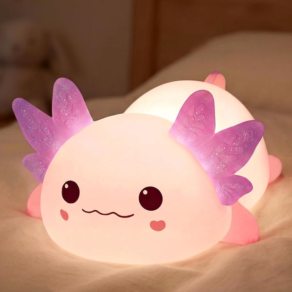 Mewaii Huggwaii Squishy Axolotl Night Light for Kids, 4 Soothing White Noise