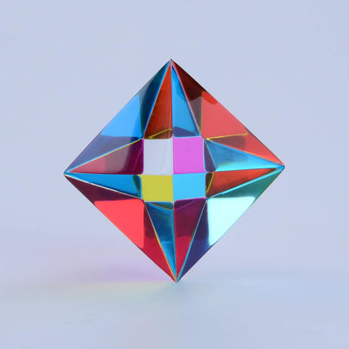CMY Cubes The Aether (50mm) - Cyan, Magenta & Yellow Polyhedron for Subtractive Color Mixing Educational Desk Object