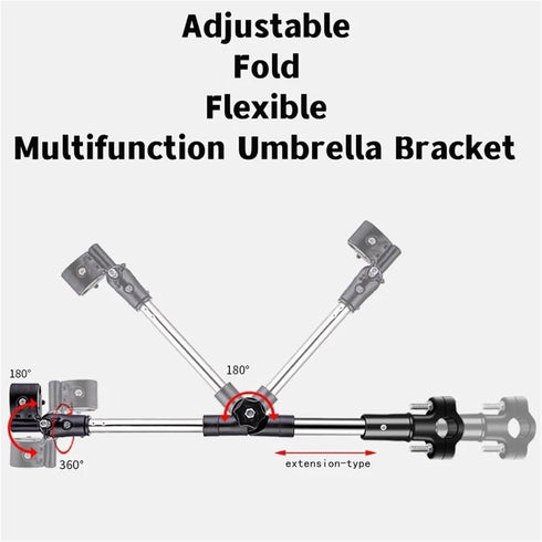Yiodauh 2 Bike Umbrella Stand Pcs Adjustable Mount Stand Folding Umbrella Bracket Stretch Parasol Holder Wheelchair