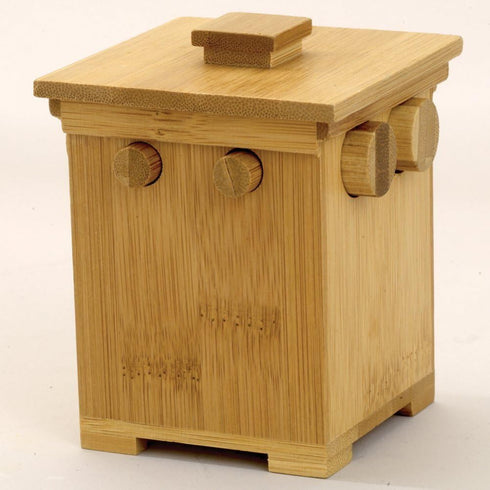 Bits and Pieces Wooden Bamboo Puzzle Box, Brainteaser Gift