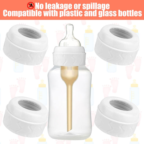 PEUTIER 6pcs 4oz 8oz, Replacement Bottle Nipple Collars Rings for Dr. Brown's Narrow Plastic & Glass Bottles & No Leak