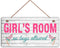 Girl's Room Sign - No Boys Allowed, 5" x 10" Nursery Decor Door Plaque Birthday Gift (E2-WH065)