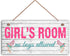 Girl's Room Sign - No Boys Allowed, 5" x 10" Nursery Decor Door Plaque Birthday Gift (E2-WH065)