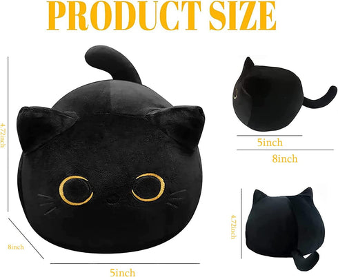 CHNBF Soft Black Cat Plush Toy Pillow - Stuffed Animal for Kids, Boys & Girls Gifts