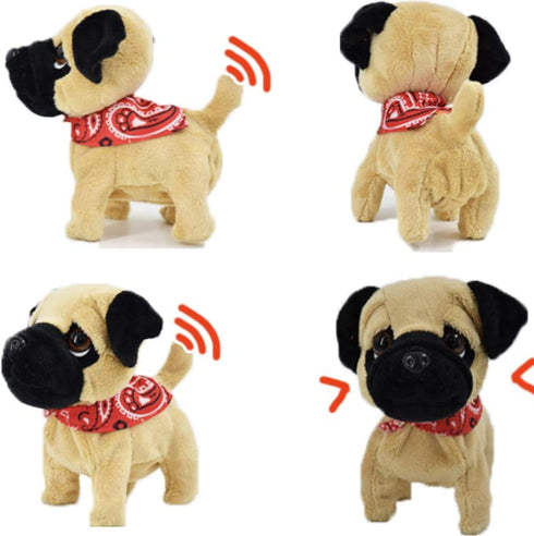 WEofferwhatYOUwant Pug Puppy - Plush Electronic Toy Dog - Small Size, Walks, Barks, and Cuddles for Ages 18+ Months