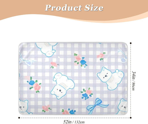 siphylline 52" 34" Cartoon Cute White Dog Plaid Extra Large Resuable Potty Training Pee Pad Waterproof Washable Potty