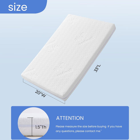33x20 2" Bassinet Mattress for MikaMicky: Thick Dual Sided Gel Memory Foam Bassinet Mattress Fit for Mika