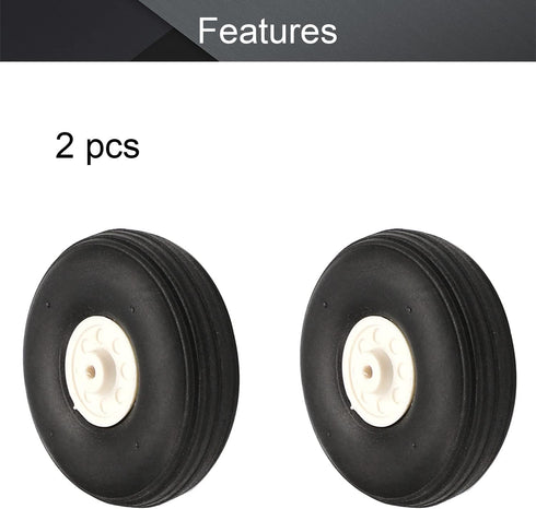 Fielect 1.75 inch RC Model Airplane Super Light Sponge Tire and Wheel Sets for RC Car, 2 Pcs