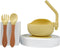 Toddler Suction Bowl Set with Spoon and Spork - Food Grade Silicone Gift for Early Eating Stages (YELLOW)