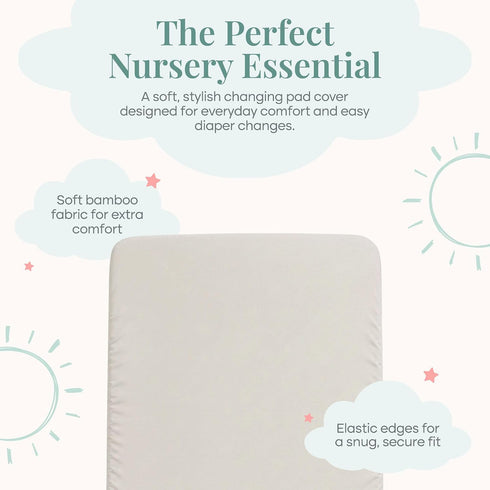 Caden Lane Changing Pad Cover, Ultra Soft, Breathable & Temperature-Regulating, Elastic Edges & Deep Pocket, Fits